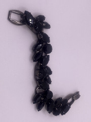 VTG D&E Juliana Black/Jet Glass Rhinestone 5 Link Bracelet 7″ MCM Timeless