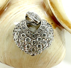 VINTAGE 80s 925 STERLING SILVER CZ HEART SHAPE PENDANT