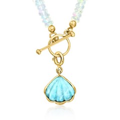 Ross-Simons Larimar Seashell Charm in 18kt Gold Over Sterling