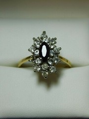 Gorgeous Red White Cubic Zirconia Ruby size 8.5 Gold Plated Silver 925 Ring