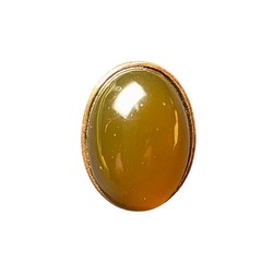 Vintage Copper Tone Ring Large Amber Tone Cabochon Mod Statement Size 7