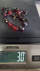 VINTAGE Tested Ruby Red CHERRY 30g AMBER BAKELITE FACETED BEADED 16″ NECKLACE