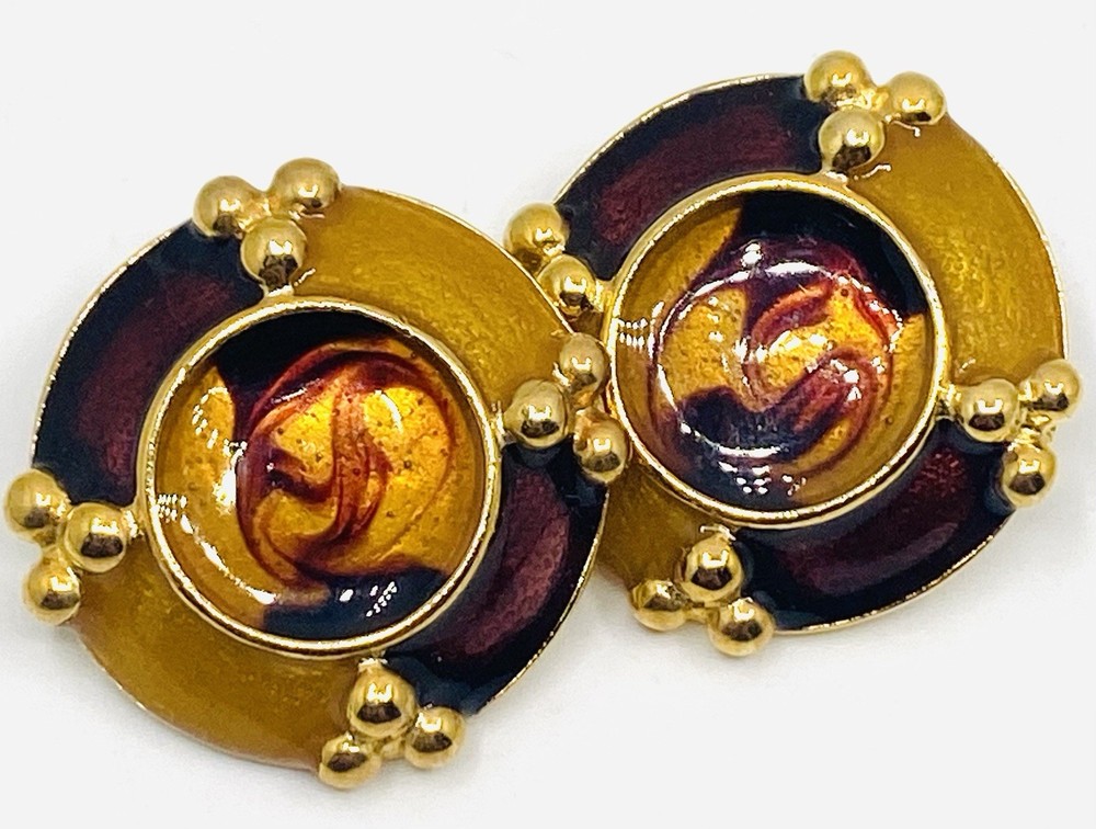 Vintage Unbranded Gold Tone Stud Earrings Multicolored E3