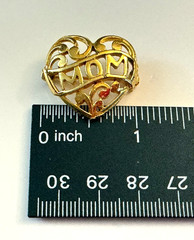 Vintage Gold Tone Openwork MOM Heart Brooch Pin Estate Mother’s Day Gift