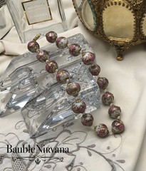 Vintage Venetian Art Glass White Wedding Cake Chunky Large 19mm Beads Necklace