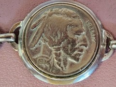 Silver link Buffalo Nickel Bracelet. 7 Inches long