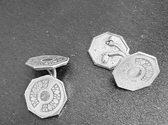 Belais 14K White Gold Antique Octagonal Cufflinks Signed Fine Jewelry