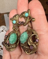Antique 1920s Czech Egyptian Revival Filigree Eclectic Scarab RARE