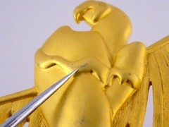 Vintage Givenchy Paris Large Goldtone Metal Bird Pin Macaw Parrot Brooch 3.25 In