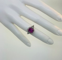 Antique Art Deco 1920’s 13k Two Tone Gold Pink Stone & Diamond Ring