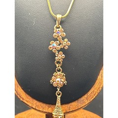 Vintage Clear AB Faceted Crystal Bead Strand Necklace | Aurora Pin