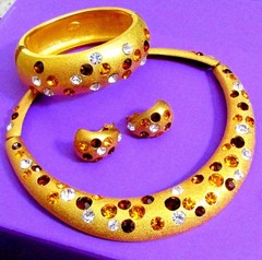 VTG RUNWAY LUXE JACKIE COLLINS GP SWAROVSKI CRYSTAL NECKLACE BRACELET EARRINGS