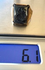 Vtg 10K Gold Intaglio Hematite Onyx Warrior Signet Ring Sz 7.25 6 Grams 1 Owner