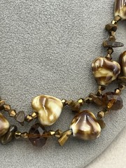 Vintage Tigers Eye Glass Heart Brown Necklace