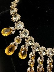 Early Vintage Hattie Carnegie Dramatic Rhinestone Necklace Irradiated HC Mark