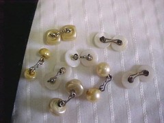 Vintage Lot 8 Mother Of Pearl & Pearl Shirt Cufflink Buttons Studs