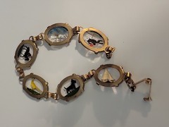 HORSES & MORE INTAGLIO REVERSE PAINT ANTIQUE BRACELET 7 INCHES