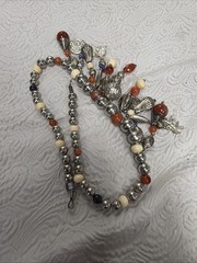 Vintage Boho Style Political Donkey & Elephant Gemstone 22” Necklace Made India