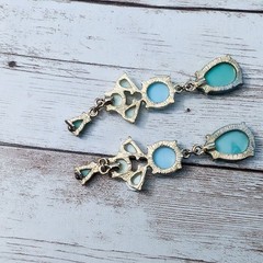 Vintage Earrings For Pierced Ears – Bluey Green Tones Dangle