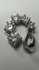 925 Sterling Silver Ross Simons 5-Stone Cubic Zirconia Drop Pendant, Prong Set