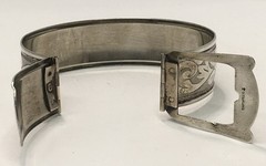Art Nouveau Sterling Silver Floral Buckle Bracelet Monogram MAM Hallmarked