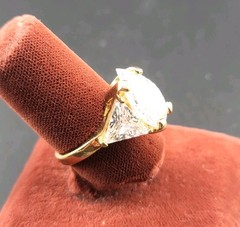 Vtg Sz 8 Ring Teardrop w/ Triangles Cubic Zirconia 18KGE Fashion Jewelry STG#6