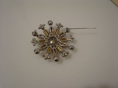 Big vintage rhinestone pin brooch 2.25″ diameter