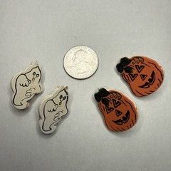 Vintage Wooden Halloween Pins & Clip On Earrings Mixed Lot – Very Good