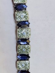 VTG Lauren Conrad Bracelet Blue Green Enamel Panel Retro Mod Bling Estate