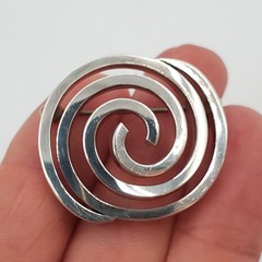 VTG 925 Spiral Brooch 1.25in Sterling Silver Solid 15g Abstract 3D Geometric