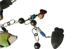 Vintage Mexican Wedding Necklace Fish Charm 32in Unique Ethnic Figural