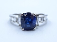 1.89ct GIA Burma No Heat Blue Sapphire & 0.54ct Diamond Platinum Ring Size 7.5