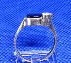 A08 Vintage 925 Sterling Silver Ring Size 8 est 1950s Black Onyx & Topaz 2.95g