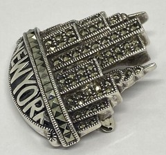 VTG Judith Jack J.J. Sterling Silver Markasite New York Skyscraper Pin Brooch17g