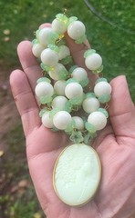 SALE! VINTAGE URANIUM LADY CAMEO PENDANT 1930’S URANIUM GLASS BEAD NECKLACE SET