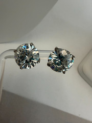 Vintage Round Genuine CZ Stud Earrings Set in Sterling Silver Post 1/2 inch each