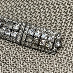 Vintage Art Deco Coro Duette Brooch Pin Dress Clips Duo Silver Tone Rhinestones