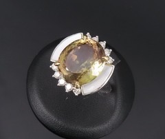 10.18ct Party Color Tourmaline & 0.50ct Diamond Platinum 18K Gold Ring Sz 8.5