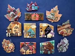 Vintage Jewelry Lot Lucinda Pin House Pin Autumn Clouds W/Face Scarecrow Turkey