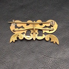 Vintage/Antique Victorian Style Hand Carved C Clasp Brooch Brass. 18.025