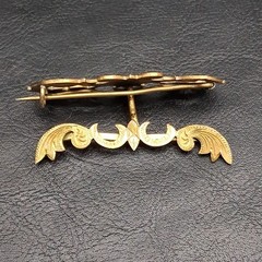 Vintage/Antique Victorian Style Hand Carved C Clasp Brooch Brass. 18.025