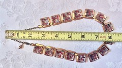 Vintage Copper Panel Renoir Necklace Red White Hook Closure