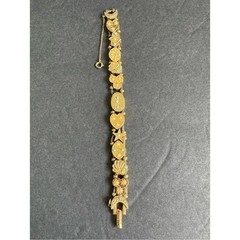 Vintage Victorian Revival Slide Charm Bracelet 60s Sweetheart Lucky Gold Tone