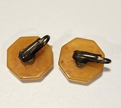 Vintage bakelite earrings butterscotch marbled hexagon
