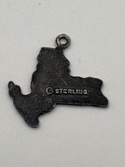 Vintage Sterling Silver New York State Map Charm Bracelet Pendant