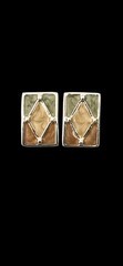 Vintage Art Deco Harlequin Green Beige Enamel Choker Earrings Jewelry Set