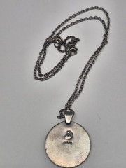 Sterling Silver Pendant Abalone Shell Inlay Mountain Scene