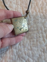 Lot Of 3 Vintage Necklaces Lucite Mica inside Bakelite? Pearl Metal paint mosiac