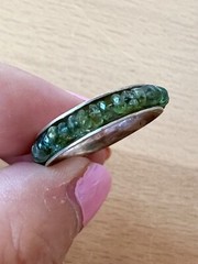 VINTAGE DESIGNER ROUGH GREEN TOURMALINE ETERNITY SPINNER BAND RING 925 STERLING