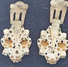 Vintage Austria Rhinestone Cluster Clip On Earrings Bridal Old Hollywood 24mm
